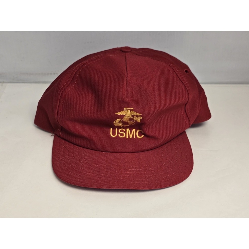 Vintage USMC Marine Corps Snapback Hat Maroon Red Made in USA EGA Embroidered